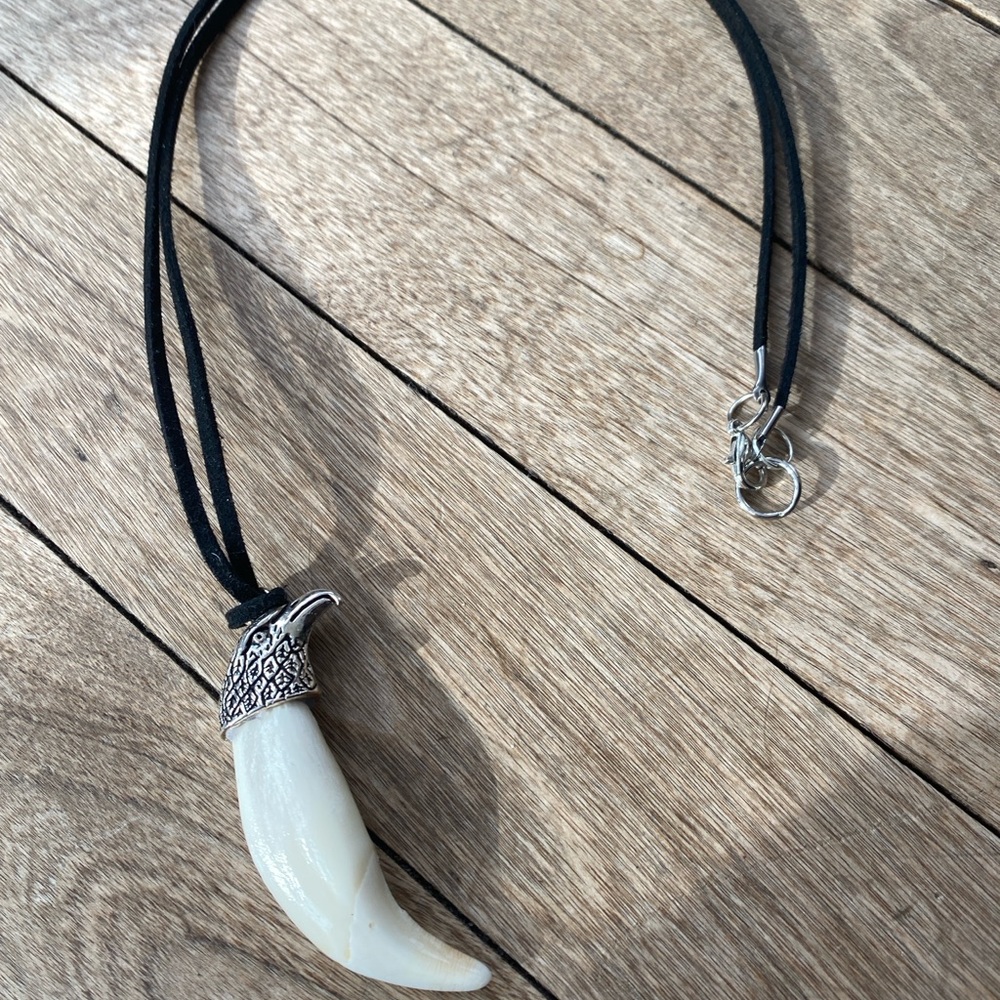 Bear teeth 🦷 Pendant Necklace with Black Cord